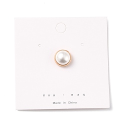 White Anti-Exposure Magnetic Suction Traceless Brooch for Clothes, Alloy with Imitation Pearl Beads, Golden, White, 75x75x0.5mm