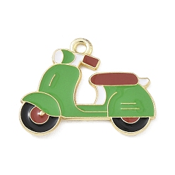 Verde Lima Colgantes de la aleación del esmalte, encantos de moto, la luz de oro, verde lima, 19x25x1 mm, agujero: 1.9 mm