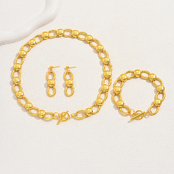 Настоящее золото 18K Винтажный шикарный сплав номер 8 комплект украшений для женщин, комплект браслетов, серег и ожерелий, реальный 18 k позолоченный