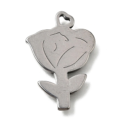 Нержавеющая Сталь Цвет 304 подвески из нержавеющей стали, подвески в форме розы, лазерная резка, цвет нержавеющей стали, 24.5x16.5x1.5 мм, отверстие : 1.5x2.5 мм