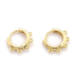 Real 18K Gold Plated Brass Huggie Hoop Earring Findings, with Horizontal Loop, Long-Lasting Plated, Real 18K Gold Plated, 15x17x2mm, Hole: 1mm, Pin: 1mm
