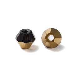 Indigo Transparent Electroplate Glass Beads, Half Golden Plated, Faceted, Bicone, Indigo, 4.5x4mm, Hole: 1mm, 500Pcs/bag
