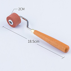 Indian Red Rubber Roller Brush, with Wood Handle, DIY Diamond Painting Tool, Indian Red, 18.5x2cm