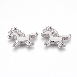 Stainless Steel Color 201 Stainless Steel Pendants, Unicorn, Stainless Steel Color, 22x21x3mm, Hole: 2mm