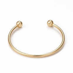 Real 18K Gold Plated Rack Plating Brass Cuff Bangle Making, with Detachable Ball, Long-Lasting Plated, Cadmium Free & Lead Free, Real 18K Gold Plated, 1/8~1/4 inch(0.3~0.8cm), Inner Diameter: 2-3/8 inch(5.9cm)