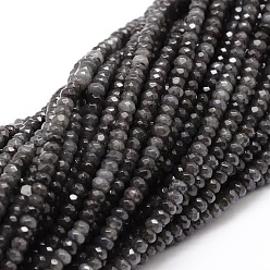 Gray Dyed Natural Malaysia Jade Rondelle Beads Strands, Faceted, Gray, 4x2~3mm, Hole: 1mm, about 115pcs/strand, 14 inch