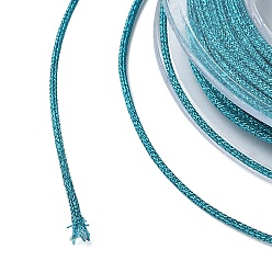 Темно-бирюзовый Полиэфирный металлический шнур, с рыбьей нитью внутри, круглые, темные бирюзовый, 1 мм