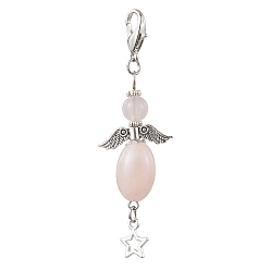 Linen Acrylic Pendant Decorations, with Alloy Findings, Angel, Linen, 72.5mm