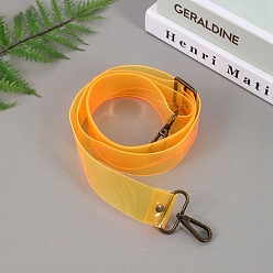 Gold Transparent TPO Bag Handles, with Metal Clasps, Gold, 150x2.5cm