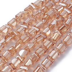 Sandy Brown Electroplate Glass Beads Strands, Faceted, Pearl Lusted Plated, Half Round, Sandy Brown, 6x5x4mm, Hole: 1mm, about 99pcs/strand, 16.14 inch(41cm)