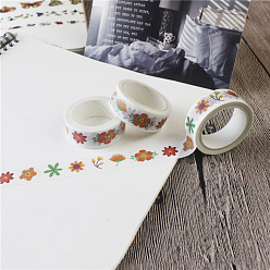 Flower Adhesive Paper Decorative Tape, for Scrapbook, Gifts, Diary, Album, Stationery and Journals Supplies, Flower Pattern, 15mm, about 5.47 Yards(5m)/Roll