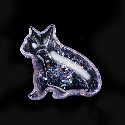 Amethyst Resin Cat Display Decoration, with Natural Amethyst Chips inside Statues for Home Office Decorations, 130x80x90mm