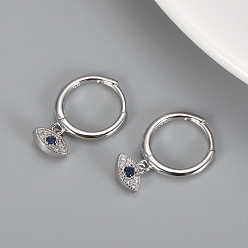 Серебро Винтажные женские серьги «дьявольский глаз» из серебра с голубым драгоценным камнем