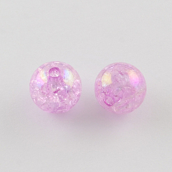 Violet Couleur bubblegum ab craquelés transparent perles rondes acrylique, violette, 20mm, trou: 2.5 mm, environ 100 pcs / 500 g
