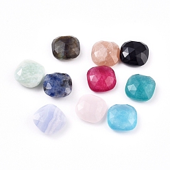 Mixed Stone Natural & Synthetic Mixed Stone Cabochons, Faceted, Square, 11x11x4.5mm