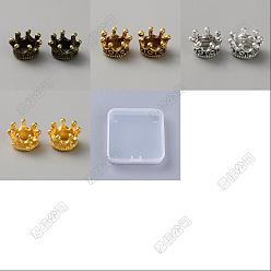 Couleur Mélangete 120 pièces 4 couleurs sertissage en alliage strass, Perles avec un grand trou   , couronne, couleur mixte, s'adapter pour 1.5 mm strass, 11.5x6mm, Trou: 6.5mm, 30 pcs / couleur