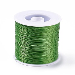 Lime Green 400M Flat Elastic Crystal String, Elastic Beading Thread, for Stretch Bracelet Making, Lime Green, 0.2mm, 1mm wide, about 446.81 Yards(400m)/Roll