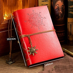 Red PU Imitation Leather Notebooks, Travel Journals, Witchcraft Supplies, Red, 182x134mm