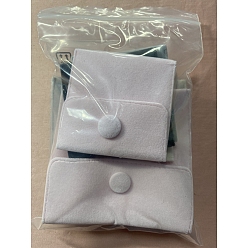 Mixed Color PandaHall Elite 8Pcs 8 Style Square Velvet Jewelry Bags, with Snap Fastener, Mixed Color, 7~10x7~10x0.95~1cm, 1pc/style