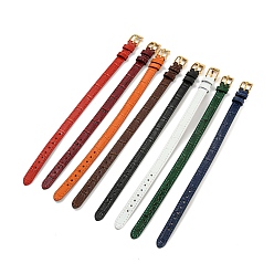 Mixed Color Leather Textured Watch Bands, with Ion Plating(IP) Golden 304 Stainless Steel Buckles, Adjustable Bracelet Watch Bands, Mixed Color, 23.2x1~1.25x0.5cm