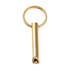 Golden 304 Stainless Steel Anxiety Breathing Whistle Keychains, for Relaxation Meditation Mindfulness, Column, Golden, 7.4cm