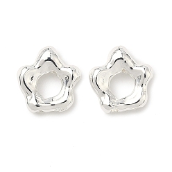 Посеребрённый Латунные бусины, цветок, 925 серебро покрытием, 9x9x3 мм, отверстие : 3.5 мм