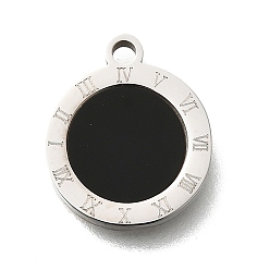 Нержавеющая Сталь Цвет 304 из нержавеющей стали плоские круглые прелести, с пластиковой имитацией оболочки, цвет нержавеющей стали, 14x12x2 мм, отверстие : 1.6 мм