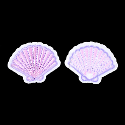 Violet Computerized Embroidery Cloth Iron On Patches, Costume Accessories, Appliques, Scallop Shell Shape, Violet, 36x46x1.5mm