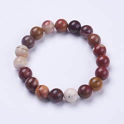 Mookaite Natural Mookaite Beaded Stretch Bracelets, Round, 2-1/8 inch(53mm)