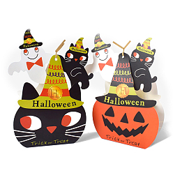 Black 5Pcs Pumpkin Cat Paper Halloween Candy Bag, Halloween Treat Gift Bag Party Favors, Black, 22.5cm, Box: 11x10.5x6cm
