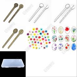 (52) Непрозрачная лаванда Наборы для изготовления овальных и плоских круглых закладок с цветочным рисунком своими руками., включая закладки из цинкового сплава и стеклянные кабошоны., разноцветные, 20x5 мм