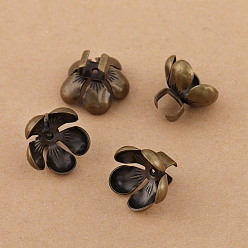 Antique Bronze Brass Hair Ties Findings, with Iron Clasp, Flower, Antique Bronze, Tray: 10~12mm