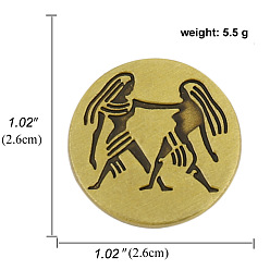 Gemini Zinc Alloy Constellations Badge for Men Women, Antique Bronze, Gemini, 26mm