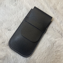 Black Rectangle PU Imitation Leather Single Watch Storage Bag, Portable Travel Wrist Watch Pouches, Black, 12.5x7cm