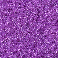 (RR2202) Magenta Lined Crystal AB MIYUKI Round Rocailles Beads, Japanese Seed Beads, (RR2202) Magenta Lined Crystal AB, 11/0, 2x1.3mm, Hole: 0.8mm, about 5500pcs/50g