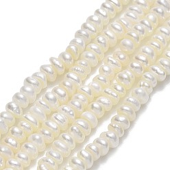 Linen Natural Cultured Freshwater Pearl Beads Strands, Flat Round, Linen, 3~3.5x3x1~2.5mm, Hole: 0.6mm, about 187pcs/strand, 14.17''(36cm)
