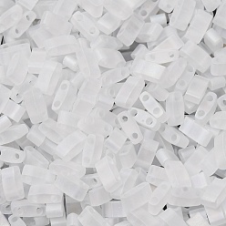 (HTL131FR) Matte Transparent Crystal AB MIYUKI Half TILA Beads, Japanese Seed Beads, 2 Hole, (HTL131FR) Matte Transparent Crystal AB, 5x2.3x1.9mm, Hole: 0.8mm, about 1250pcs/50g