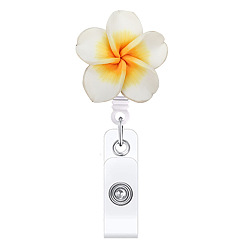 Gold Flower Polymer Clay Retractable Badge Reel, Card Holders, ID Badge Holder Retractable for Nurses, Gold, 350x35mm