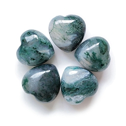 Moss Agate Natural Moss Agate Healing Stones, Heart Love Stones, Pocket Palm Stones for Reiki Ealancing, 15x15x10mm