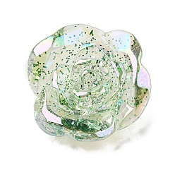 Желто-Зеленый Прозрачные акриловые бусины, с блеском порошок, цветок, желто-зеленый, 30.5x32x16 мм, отверстие : 3.6 мм