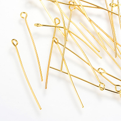 Golden Jewelry Findings, Cadmium Free & Lead Free, Iron Eye Pin, Golden, 35x0.7mm, about 6800pcs/1000g