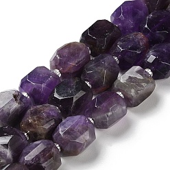 Amethyst Natural Amethyst Beads Strands, Nuggets, Faceted, with Seed Beads, 14~17x11~14x9~13.5mm, Hole: 1mm, about 20~22pcs/strand, 15.16~15.75 inch(38.5~40cm)