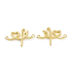 Real 18K Gold Plated Rack Plating Brass Connector Charms, Long-Lasting Plated, Cadmium Free & Lead Free, Heart Links, Real 18K Gold Plated, 15x23.5x2mm, Hole: 1.2mm