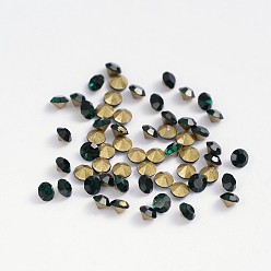 Emerald Back Plated Grade A Diamond Glass Pointed Rhinestone, Emerald, 4.9~5mm, about 720pcs/bag