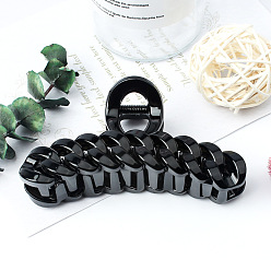 TCB-1080-Glossy Black Vintage Twist Hair Clip for Girls, Transparent Chain Claw Clamp for Summer Face Washing and Braids