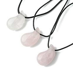 Розовый Кварц Естественно розового кварца кулон ожерелье, воском шнура, Магатама, 14.17~27.95 дюйм (36~71 см)