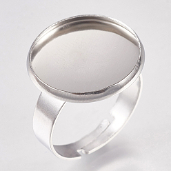 Color de Acero Inoxidable 304 configuración de anillo de placas de acero inox, ajustable, plano y redondo, color acero inoxidable, Bandeja: 16 mm, 7 tamaño (17 mm)