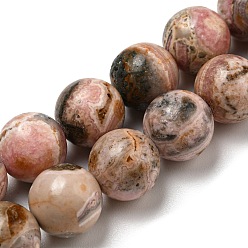 Rhodonite Natural Rhodonite Beads Strands, Round, 10mm, Hole: 0.8mm, about 38pcs/strand, 15.08~15.16''(38.3~38.5cm)