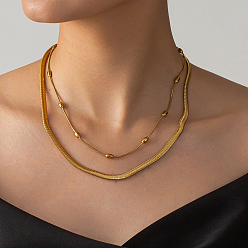 Золотой 2 шт. модных европейских и американских 201 комплектов ожерелий из нержавеющей стали в виде змеи для женщин, золотые, 17.72~19.69 дюйм (45~50 см)