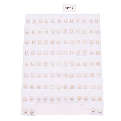 Floral White Natural Pearl Stud Earrings, Round Ball Post Earrings with 925 Sterling Silver Pins for Women, Floral White, 6~6.5mm, Pin: 0.7mm